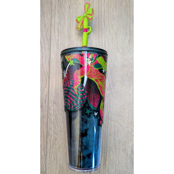 NEW Starbucks Holiday 2023 Venti Tumbler 24 oz with Silicone Bow Straw Topper - Picture 4 of 9